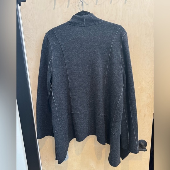 Eileen Fisher wool cardigan with draped front - Picture 5 of 6